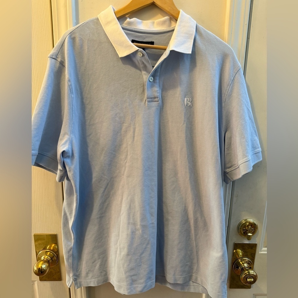 NWT Banana Republic Light Blue Pique Polo w/ White Collar - Size XLT